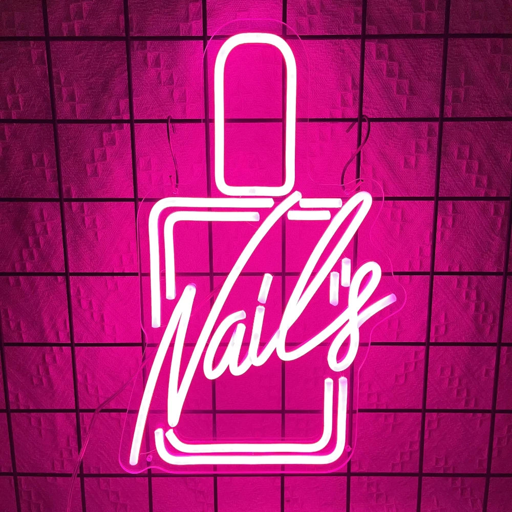 Nails Neon Signs Manicure Beauty Salon Lashes LED Lights  Room Decor Nail Polish Studio Business Sign Wall Hanging USB Powered