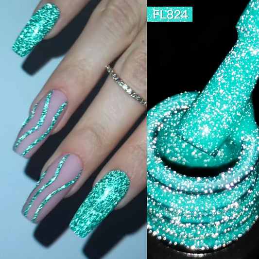 VIER LELLE 10m Pienk Fluoresserende Reflektiewe Gel Naellak Glitter Neon Semi Permanente UV LED Gel Naelkunsvernis Manikuur