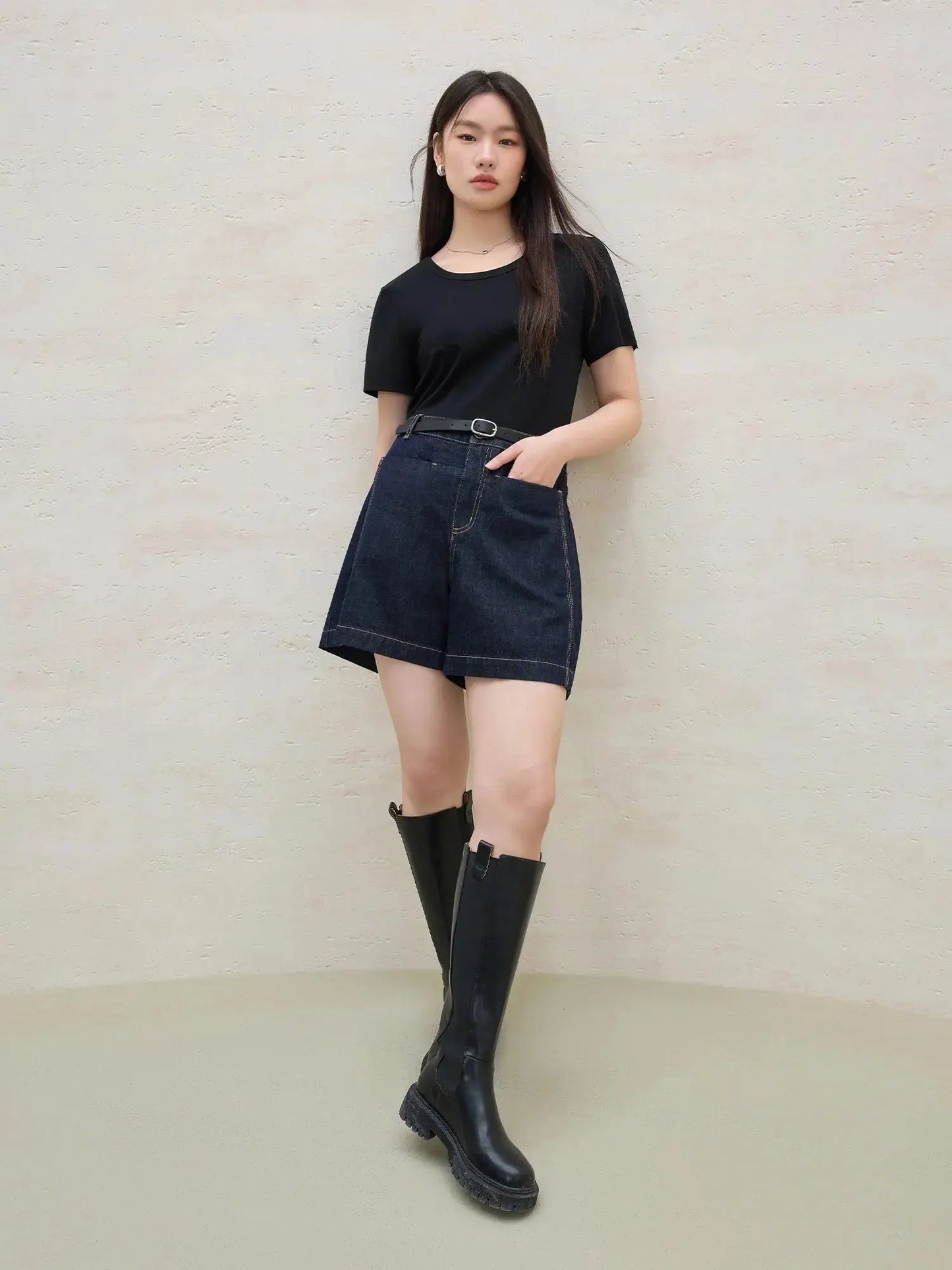 High-Waist Plus-Size Denim Shorts for Summer