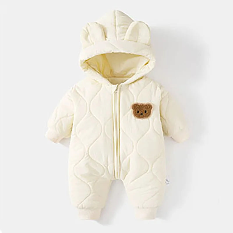  Winter Baby Outwear Clothing Fur Lining Warm Toddler Girl's Boy's Rompers Cartoon Bear Infant Jumpsuit
