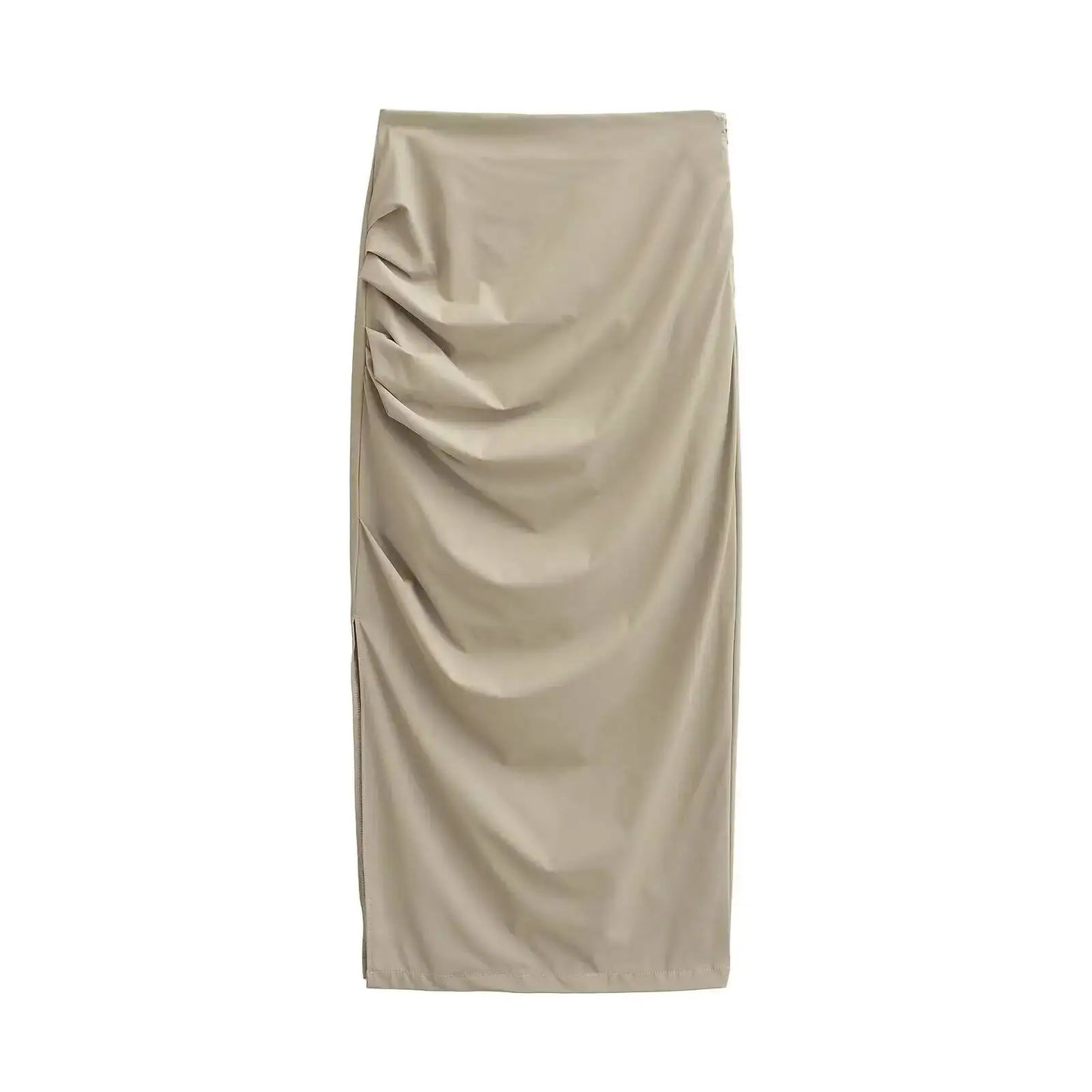 2026 New Pleated Side High Slit Half Length Skirt Women's Summer Spicy Girl Pure Desire Slim Wrap Hip Solid A-line Skirt 7MHN