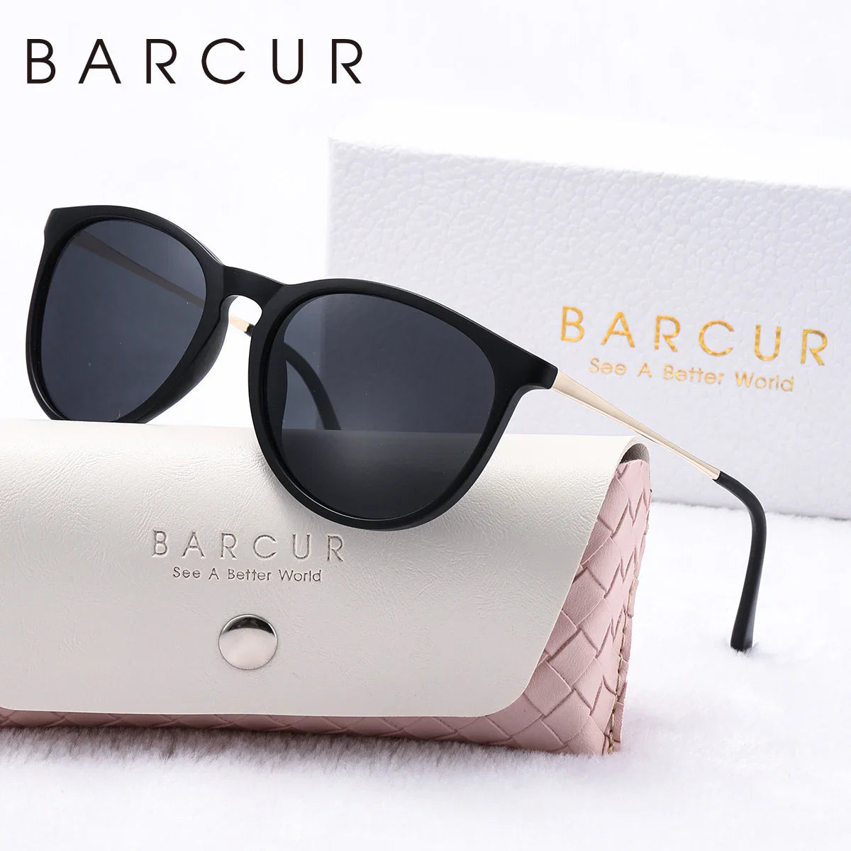 BARCUR Sunglasses Women’s Leopard Print Two-Tone Cat Eye Fashion Glasses – Trendy Polarized UV400 Gradient TAC Lenses for Summer Travel & Outdoor Activities