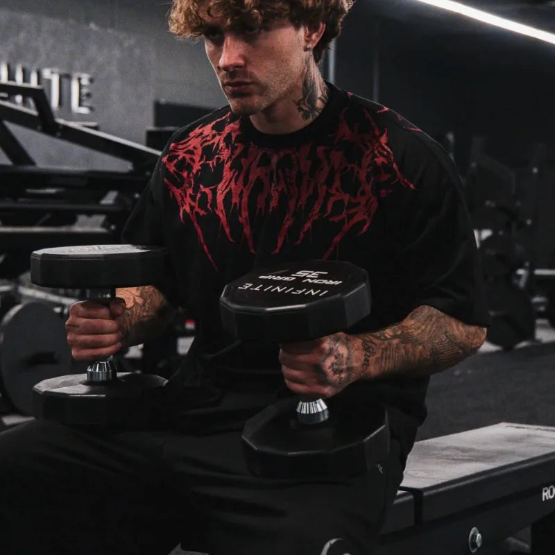 High Street Cotton Gym T Shirt Spider Web Flame Graphic Unisex Workout Top Moisture Wicking Best Seller Street Fashion Trend