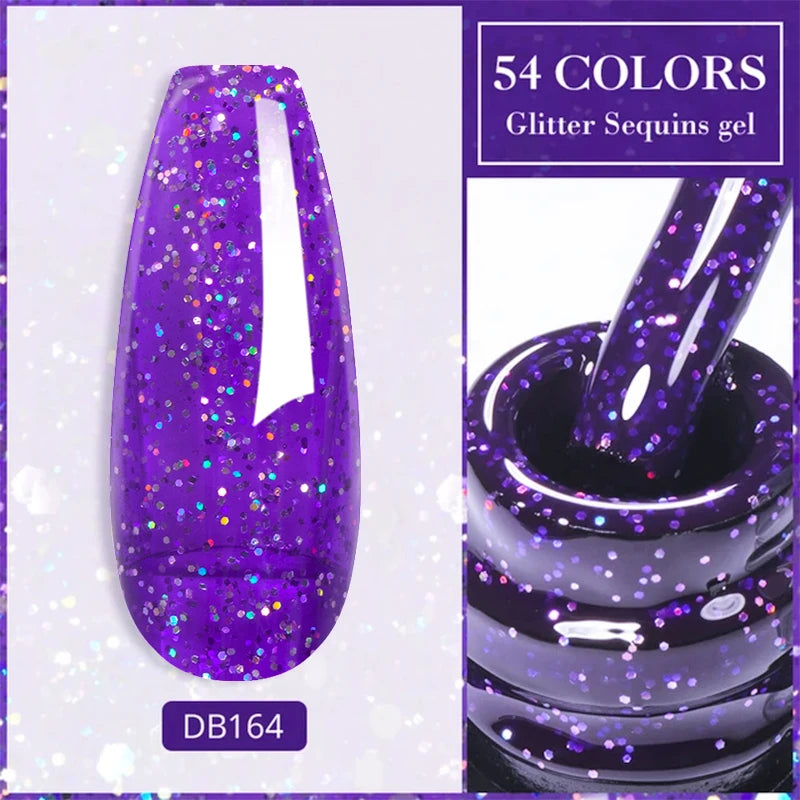 7ml Glitter Reflective Gel Nail Polish Sparkling Soak Off UV LED Gold Silver Black Pink Gel Polish Starter Kit For Home Salon
