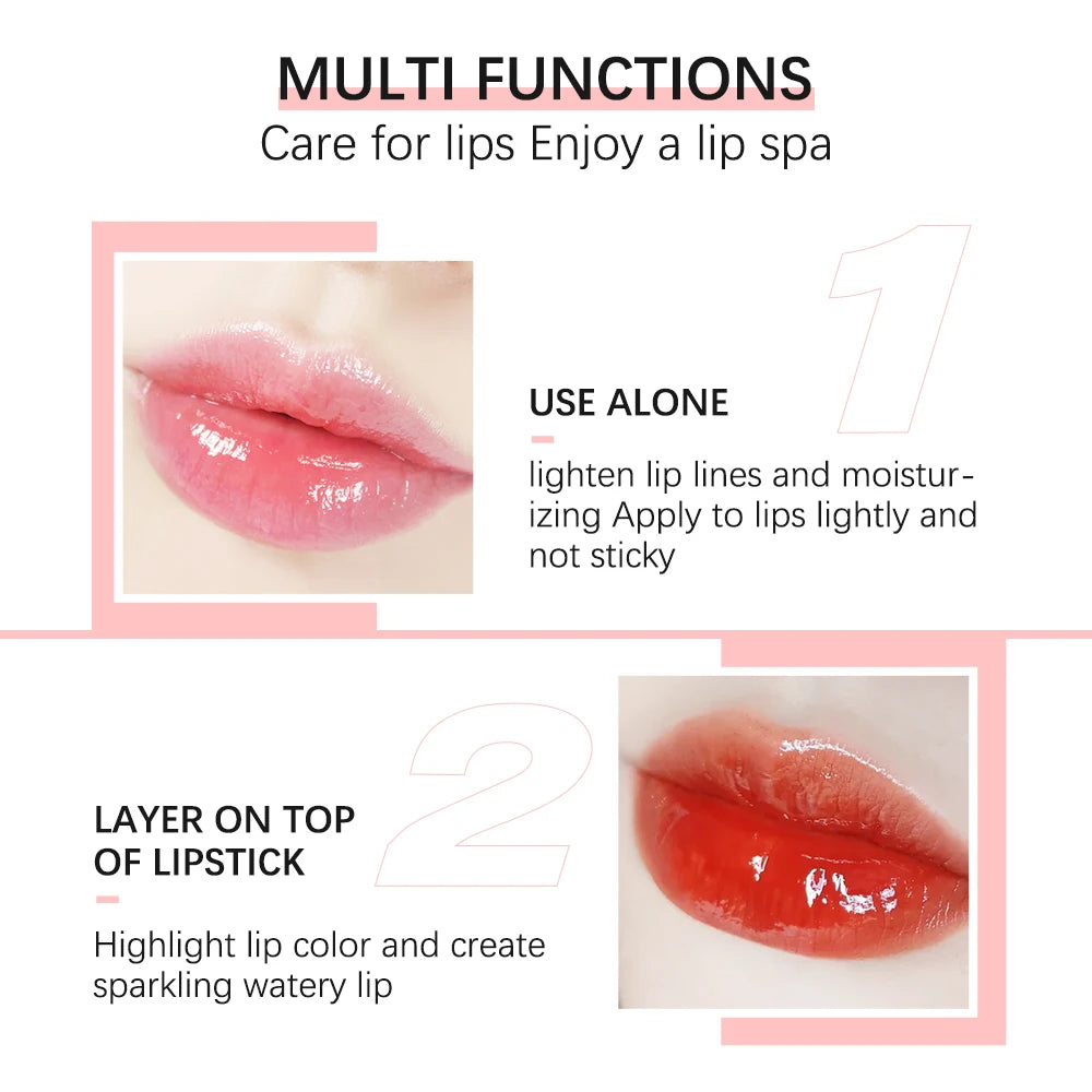 Jelly Moisturizing Lip Oil Plumping Sexy Lip Glow Oil Tinted Fashion Hydrating Lip Balm Lips Glow Oil Treatment Makeup Flat Lid