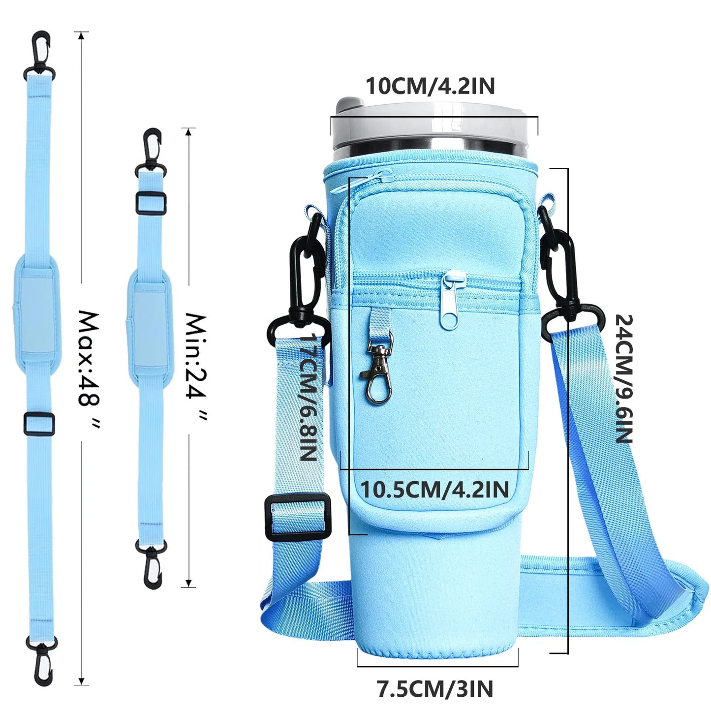 Water Bottle Carrier Bag For Stanley 40oz Insulated Mug Cup Holder Portable Water Bottle Bag with Adjustable Shoulder Strap