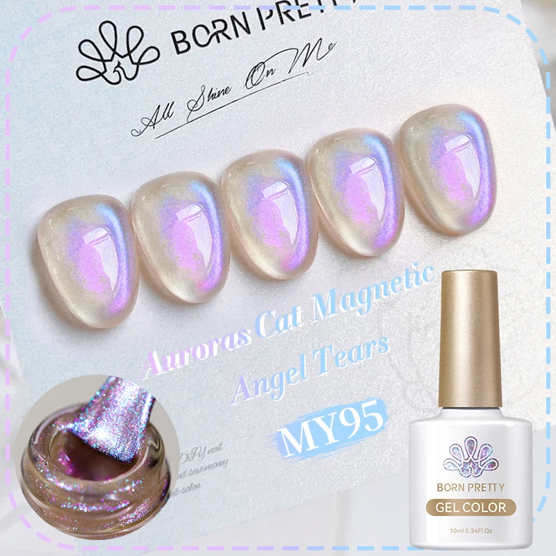 BORN PRETTY 10ml Rainbow Auroras Cat Magnetic Gel Nail Polish Holographics Nail Gel for Manicure Design Varnis Semi Permanent