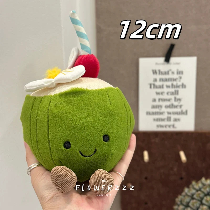 Lemonade Coconut Plush Toy – Very Soft Palm Tree & Red Coral Cartoon Doll, Cute Home Décor & Christmas Gift