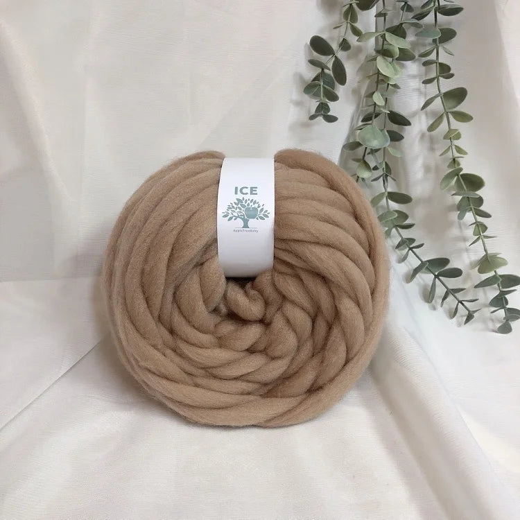 100g Giant Chunky Knitting Yarn - Icelandic Roving Imitation-Wool Super Soft for Arm Knit Crochet DIY Sweater Scarf Hat Projects