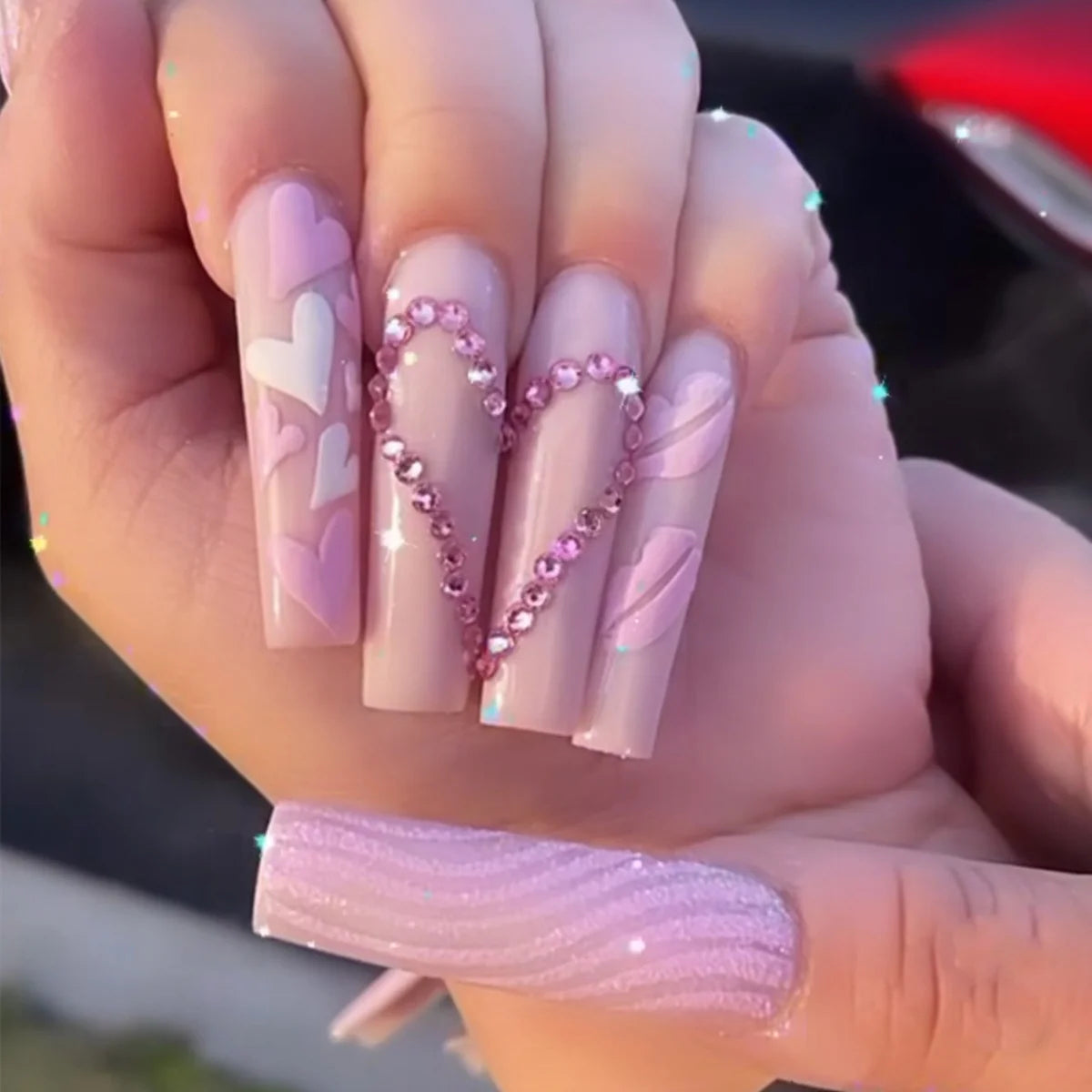 24Pcs Extra Long Square Fake Nail with Glue 3D Little Bear Bow Design False Nails White French Press on Nails Wearable Manicure