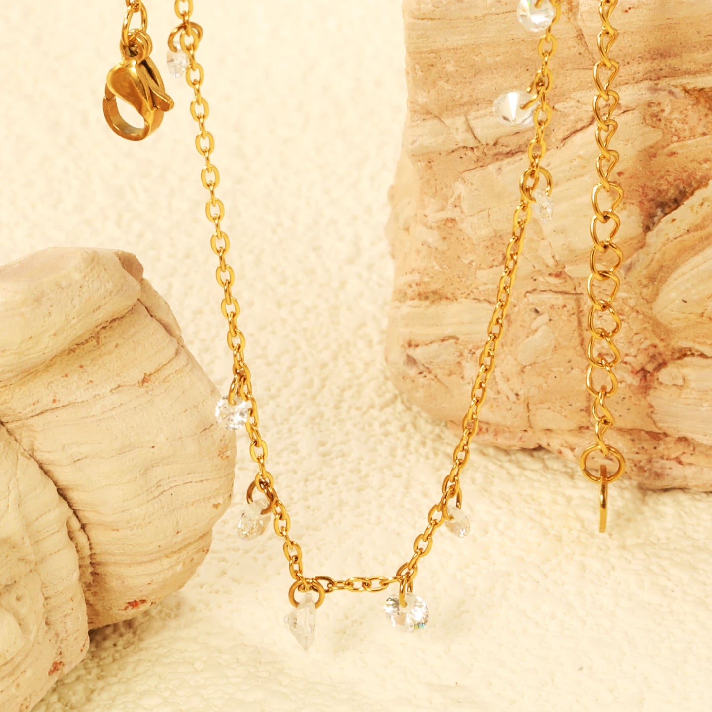 ASONSTEEL Stainless Steel Cubic Zirconia Pendant Necklace Charm Gold Color For Women Crystal Jewelry Choker Necklace Waterproof