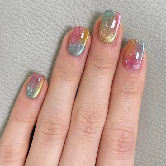 24pcs Colorful Square Press on Nails Gradient False Nails Simple Wearable Stick-on Nails Fake Nail Накладные Ногти 네일팁 Uñas