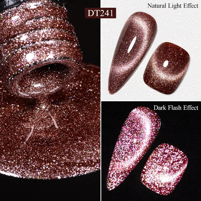 MEET ACROSS 7ml Reflective Glitter Gel Nail Polish Glitter Reflective Effect Semi Permanent UV LED Nail Art Gel Varnish Manicure