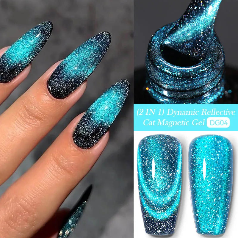 LILYCUTE 7ml Reflective Glitter Cat Magnetic Gel Nail Polish Semi permanent Soak Off UV LED Varnish Nail Supplies