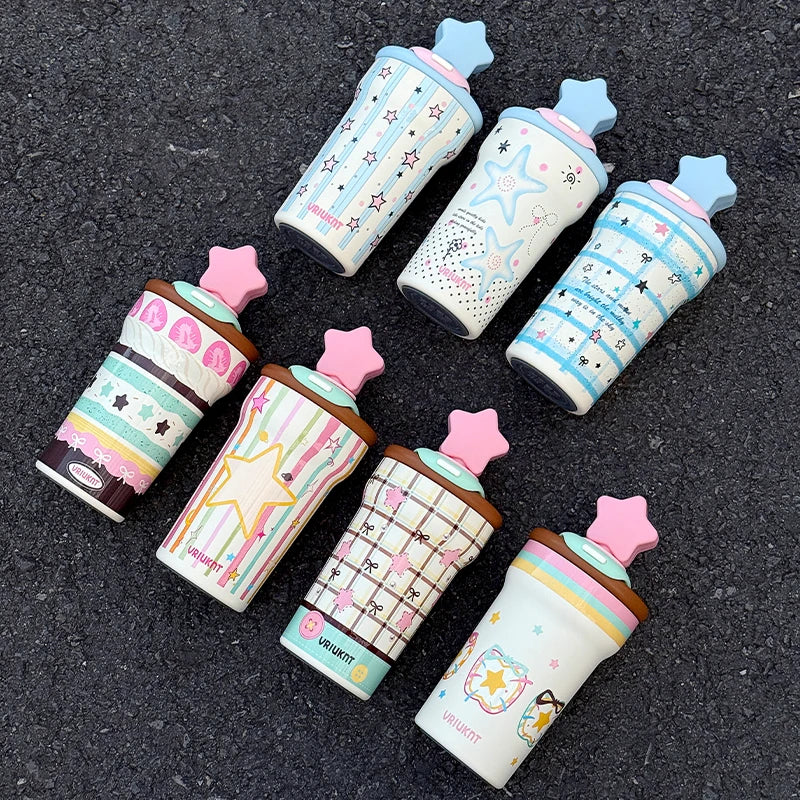 1 piece 760ML Office Star Desktop Portable Cup, High Appearance Level Cute Star Insulated Cup, Home and Outdoor Ice King Cup