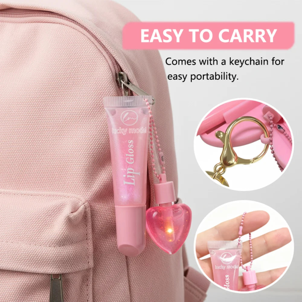 Two Color Lipstick And Lipliner Key Chain Shiny Makeup Set To Create Exquisite Lip Makeup Valentine's Day Gift