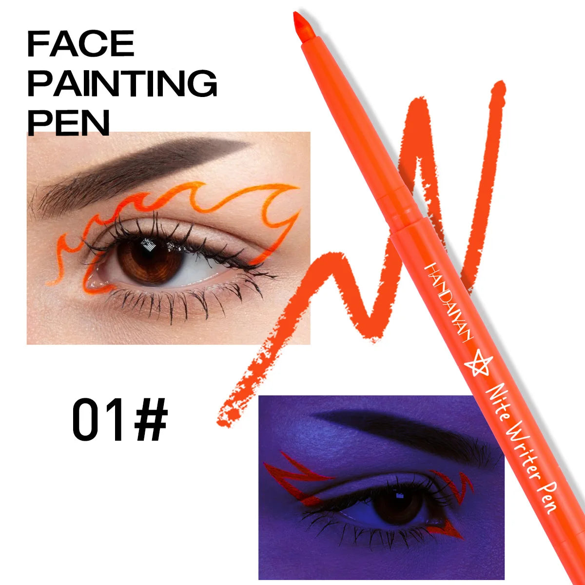 Fluorescent UV Light Neon Eyeliner Pen Waterproof Yellow Purple Orange Color Gel Eye Liner Pencil Eyes Make Up Cosmetics Tool