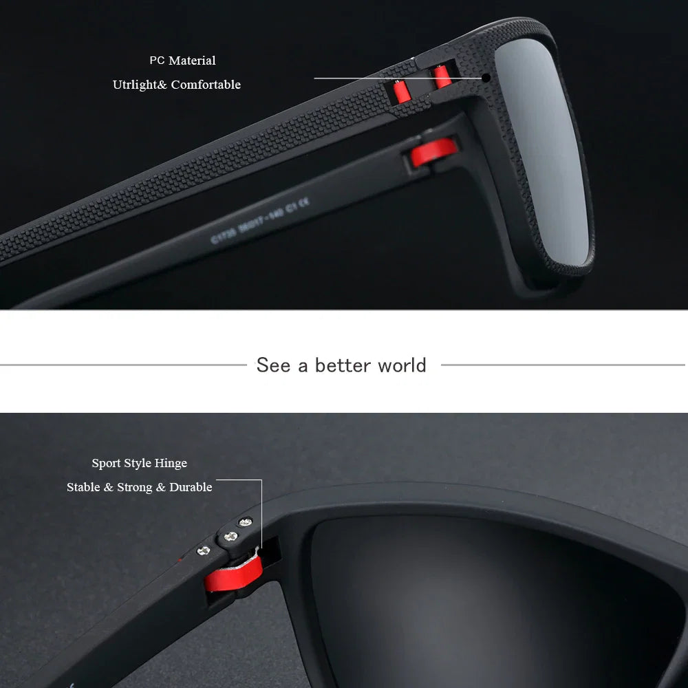 BARCUR Classic Fashionable Men’s Polarized Sports Sunglasses – Durable Lightweight Rectangular Frame UV400 TAC Lenses Comfortable Fit Outdoor Eyewear for Hot Summer Days All Ages and Activities