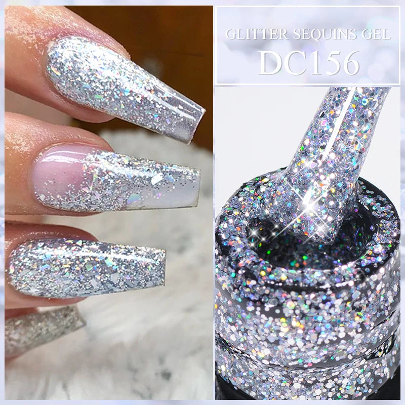 7ml Glitter Reflective Gel Nail Polish Sparkling Soak Off UV LED Gold Silver Black Pink Gel Polish Starter Kit For Home Salon