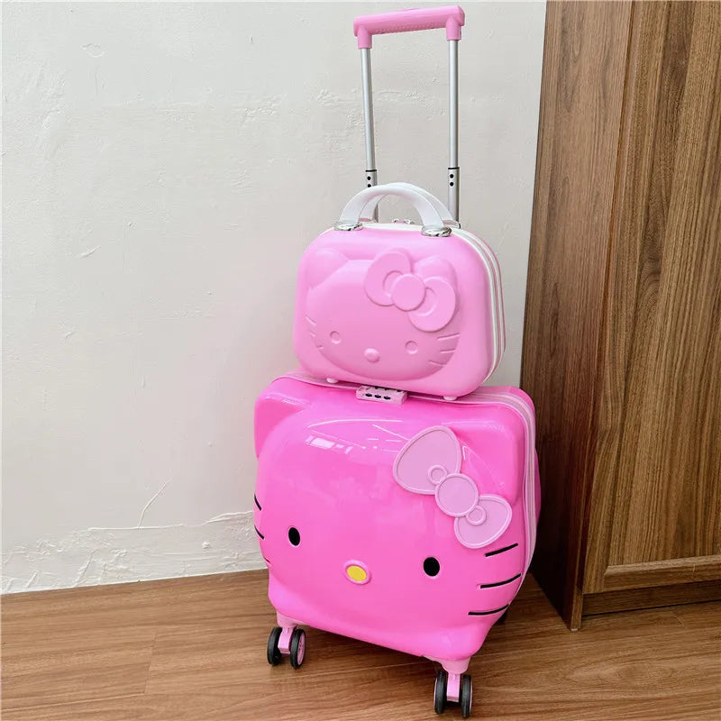 New 20 Inch Hello Kittys Girls Trolley Case Cartoon Suitcase Carry-On Suitcase Anime Figure Bags for Woman Kawaii Cartoon