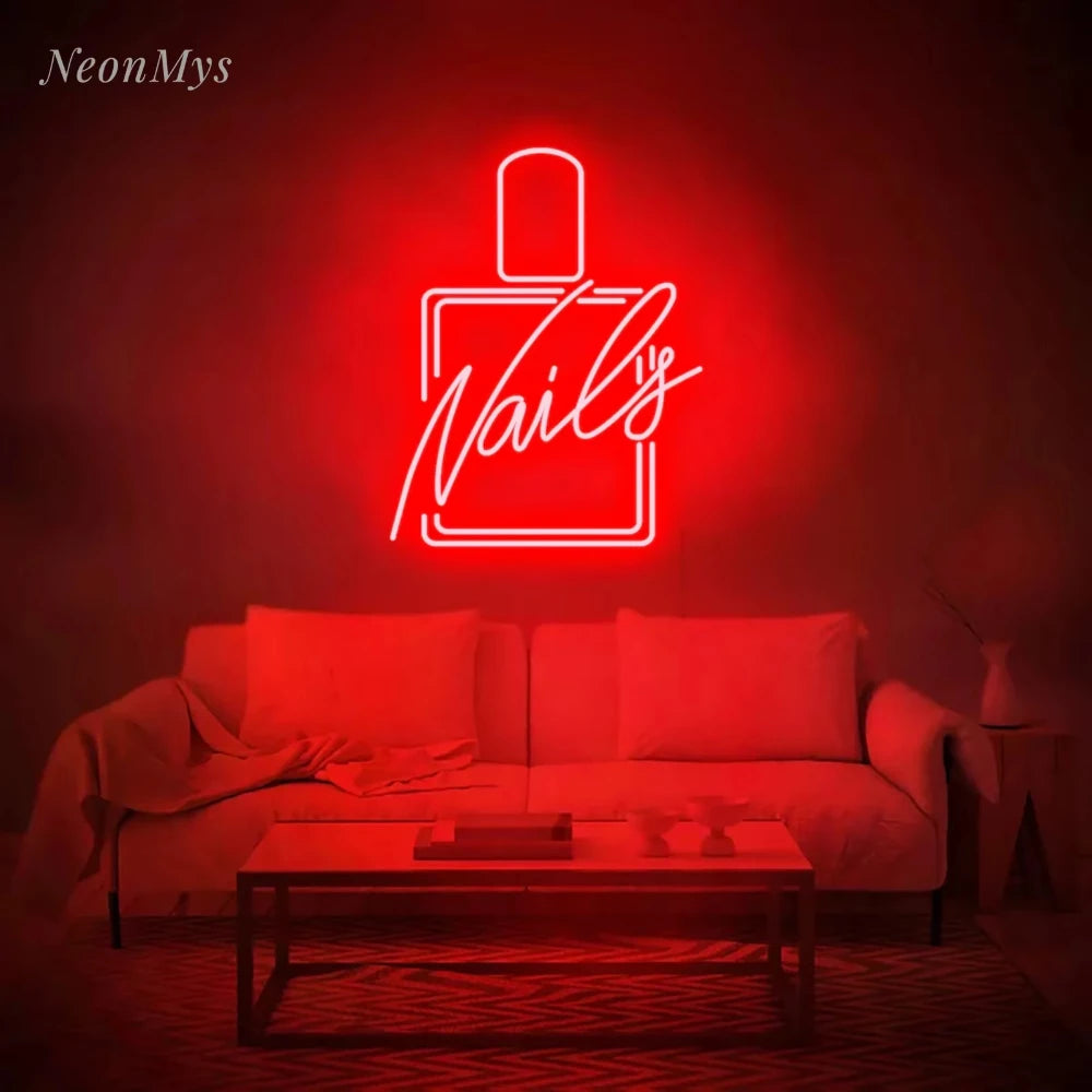 Nails Neon Signs Manicure Beauty Salon Lashes LED Lights  Room Decor Nail Polish Studio Business Sign Wall Hanging USB Powered