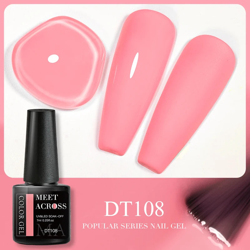 MEET ACROSS 7ml Reflective Glitter Gel Nail Polish Glitter Reflective Effect Semi Permanent UV LED Nail Art Gel Varnish Manicure