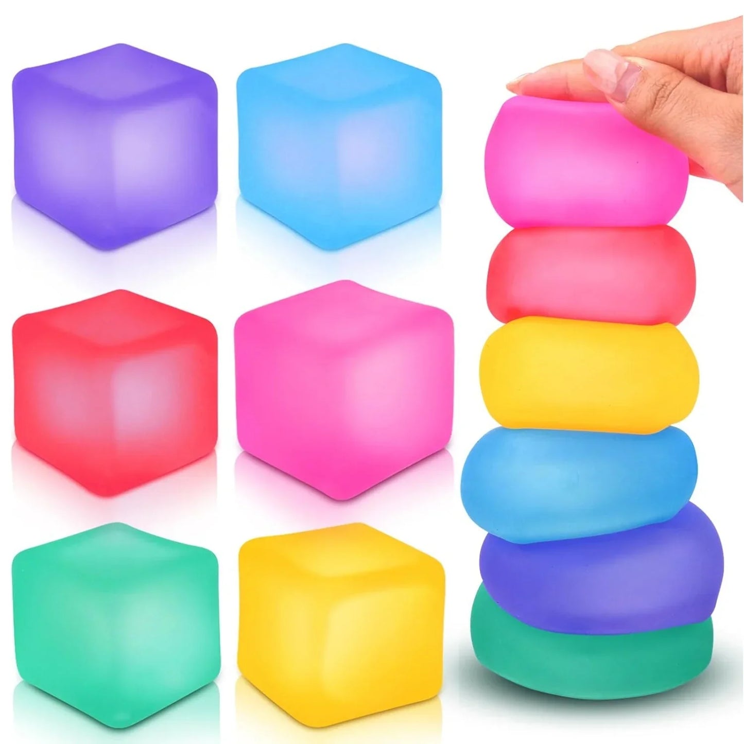 Stress Cube Squishy Fidget Toys | High Density Gel Filled Sensory Calming Toys