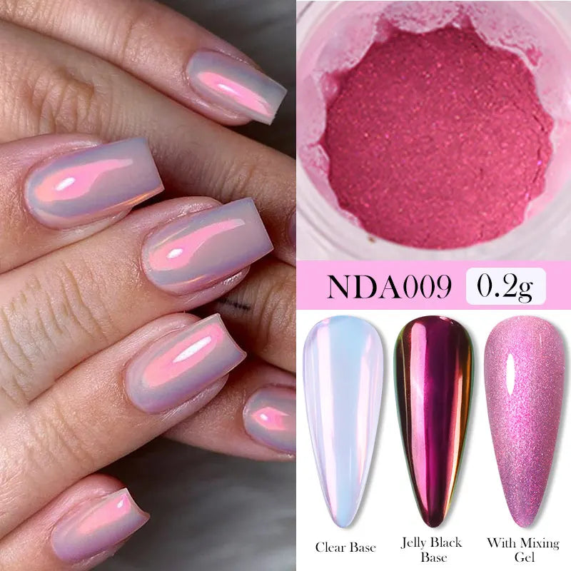1Box Moonlight Nail Powder Silver Fine Glitter Metallic Effect Pigment UV Gel Polish Dust Aurora Nail Decorations