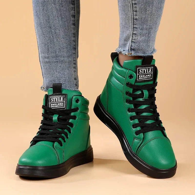 Spring Fashion Red Men's Sneakers High Top Skateboarding Shoes for