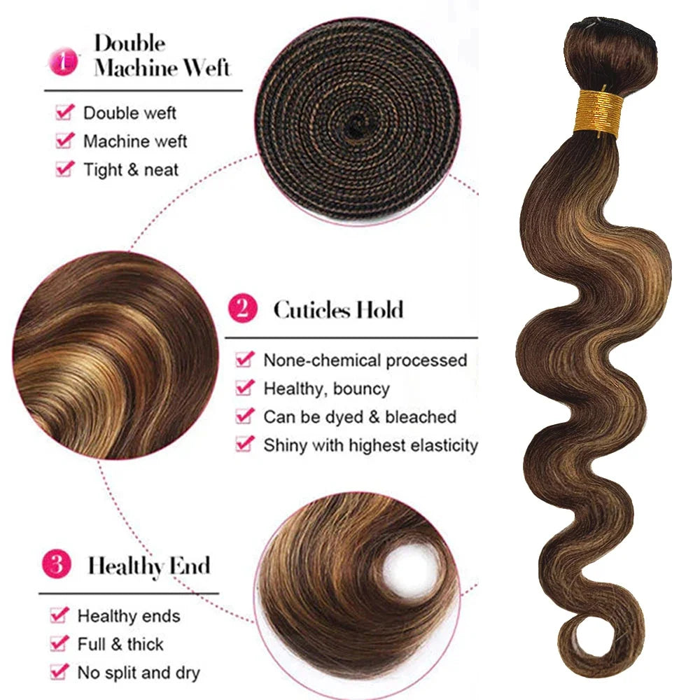 14A Highlight Bundles Human Hair 100% Unprocessed Brazilian Ombre Body Wave Bundles Raw Hair Bundle Weave Extensions Deals
