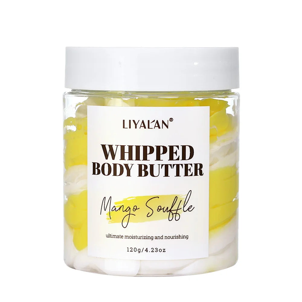 Multicolor Whipped Body Butter Coconut Oil Jojoba Oil Nourishing Hydration Cream Vegan Vanilla Mango Strawberry Body Lotion