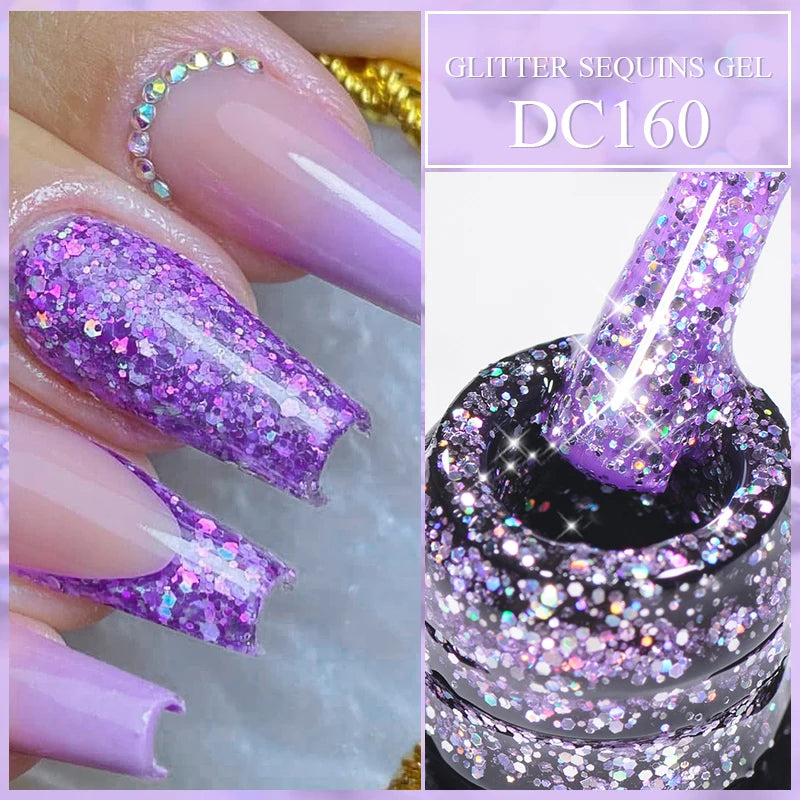7ml Glitter Reflective Gel Nail Polish Sparkling Soak Off UV LED Gold Silver Black Pink Gel Polish Starter Kit For Home Salon
