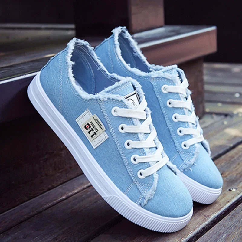 Spring Summer Women Canvas Sneaker Low Top Denim Sneakers Ladies