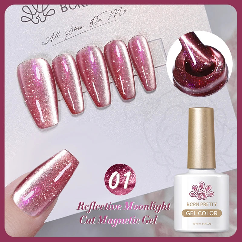 BORN PRETTY 10ml Rainbow Auroras Cat Magnetic Gel Nail Polish Holographics Nail Gel for Manicure Design Varnis Semi Permanent