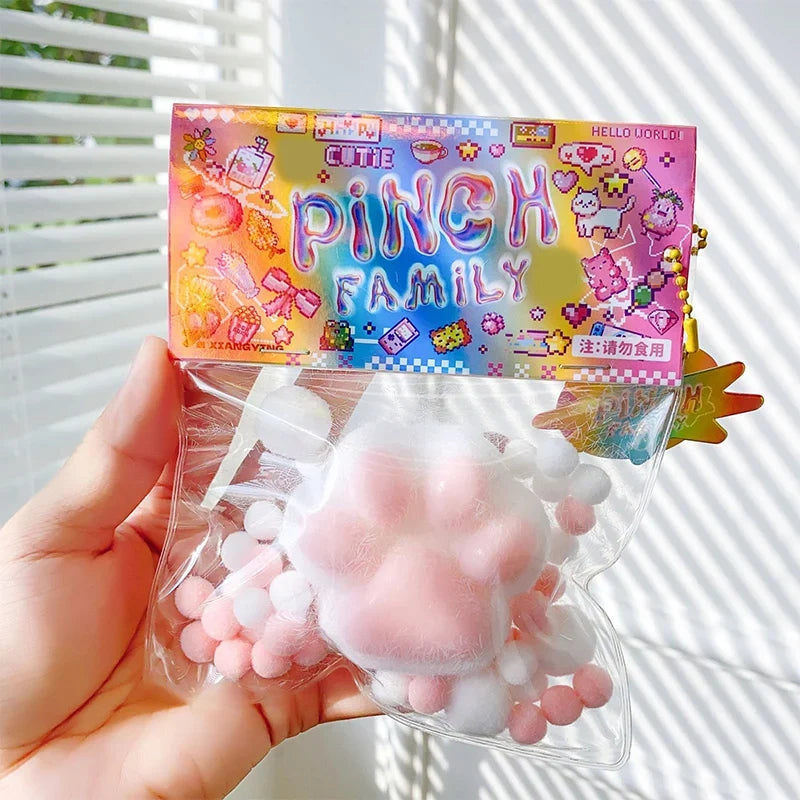 Handmade Flocking Cat's Paw Stress Relief Squishy Toy | Mochi Slow Rebound Fidget Toy
