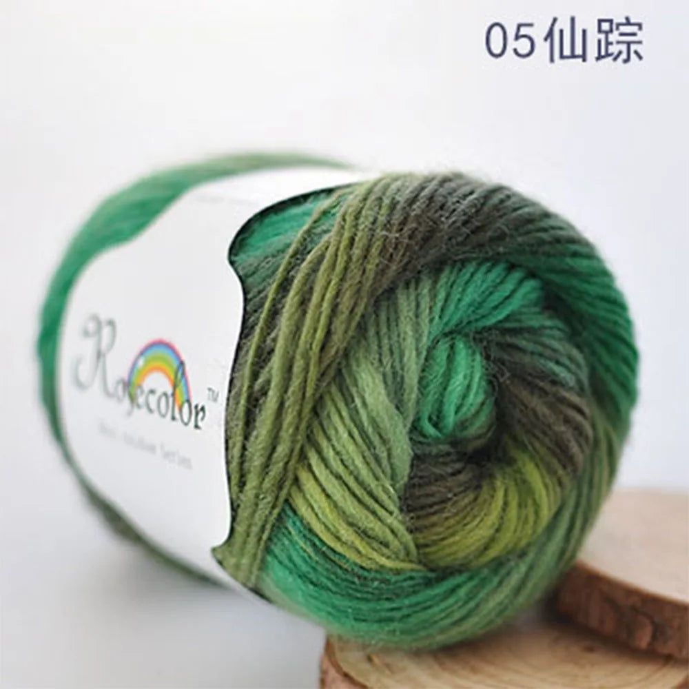 50g/Ball Multicolor Self-Striping 100% Wool Yarn Chunky Knitting for Women Scarves Cape Making Gift Idea Handmade Craft Supplies