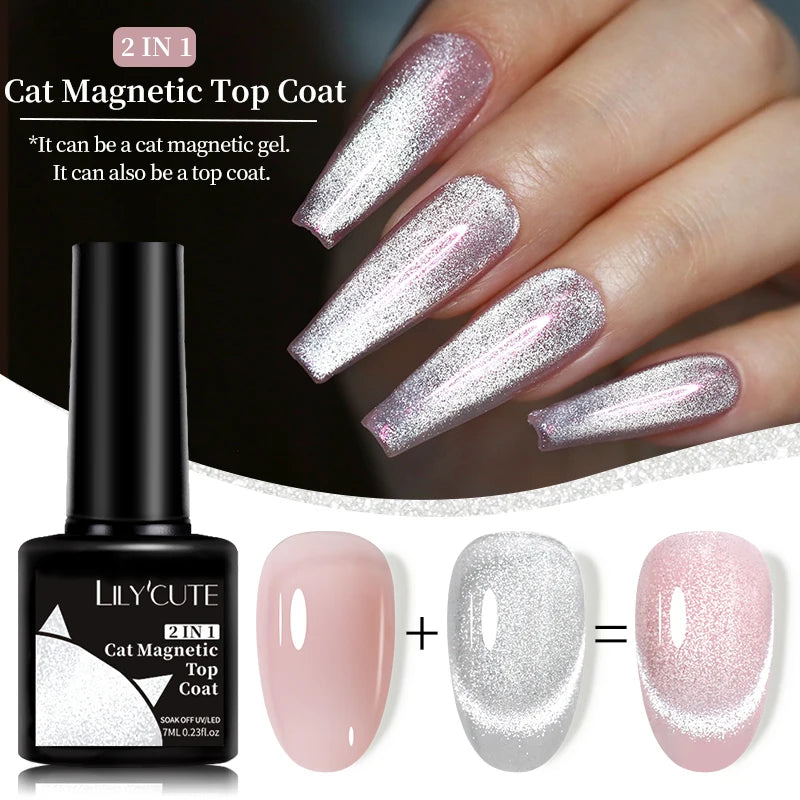 LILYCUTE 7ml Reflective Glitter Cat Magnetic Gel Nail Polish Semi permanent Soak Off UV LED Varnish Nail Supplies