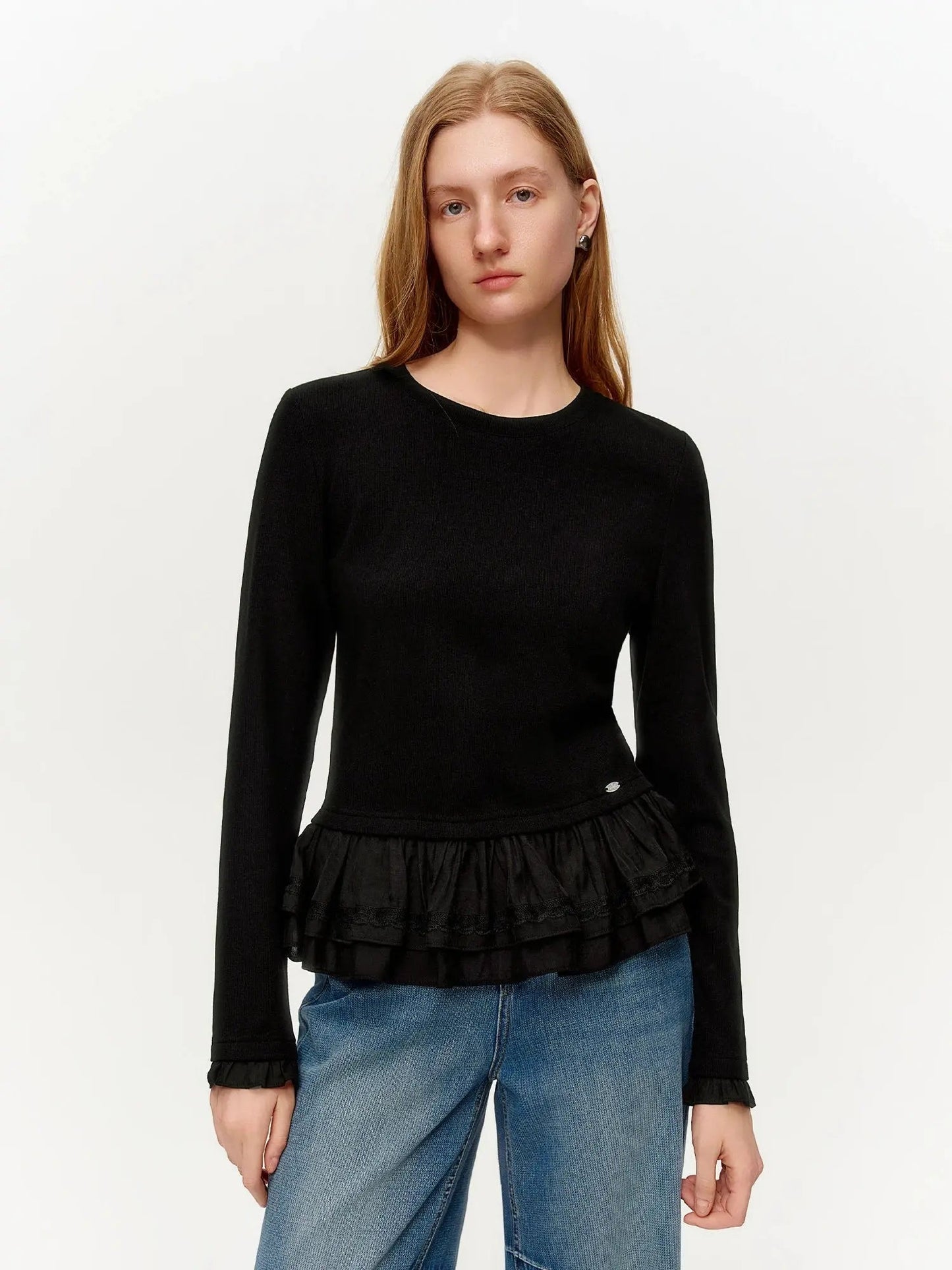 Women’s Ruffle Trim Knitted T-Shirt