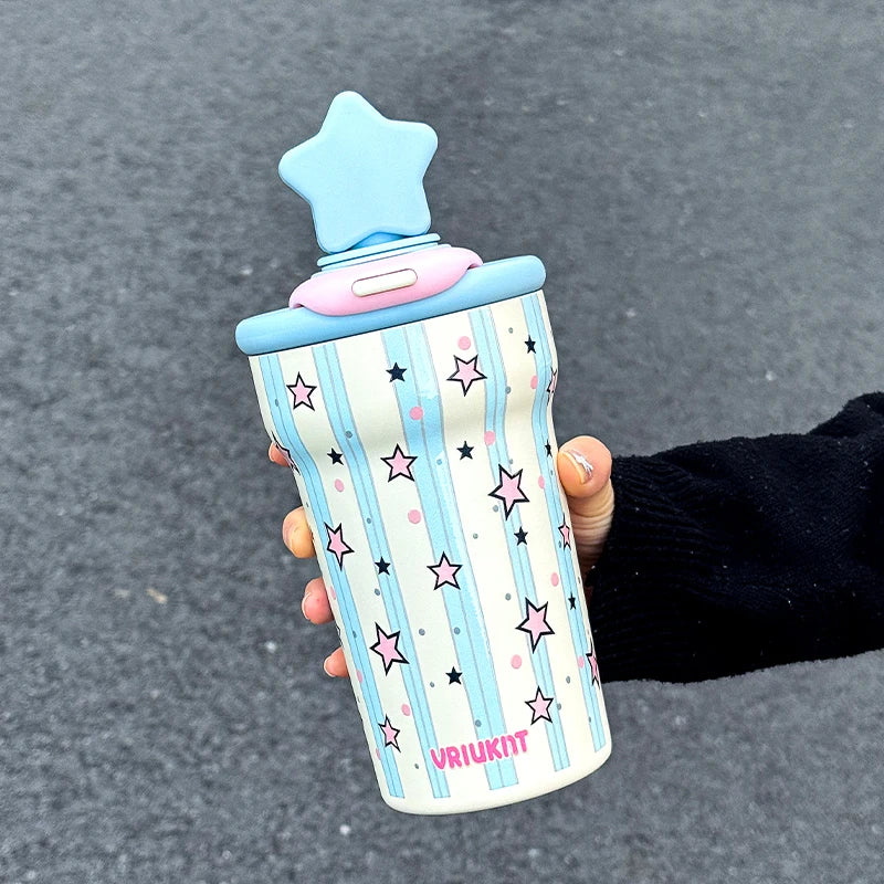 1 piece 760ML Office Star Desktop Portable Cup, High Appearance Level Cute Star Insulated Cup, Home and Outdoor Ice King Cup