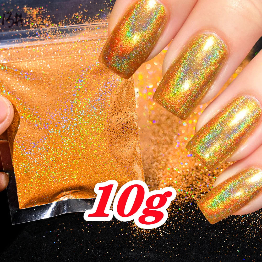10g Holographic Laser Christmas Red Glitter Powder 0.2mm Rainbow Sparkly Red HOLO Powder 3D Dazzling Glitter Manicure Powder