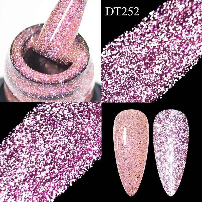 MEET ACROSS 7ml Reflective Glitter Gel Nail Polish Glitter Reflective Effect Semi Permanent UV LED Nail Art Gel Varnish Manicure