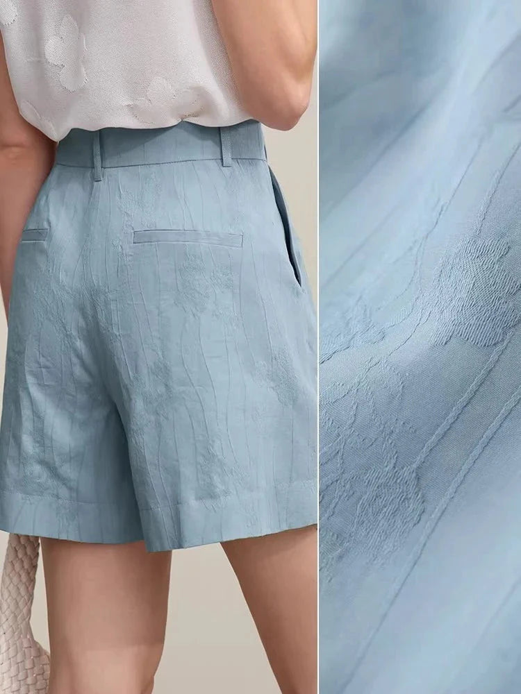 Women’s Cotton Wide-Leg Shorts Casual Jacquard
