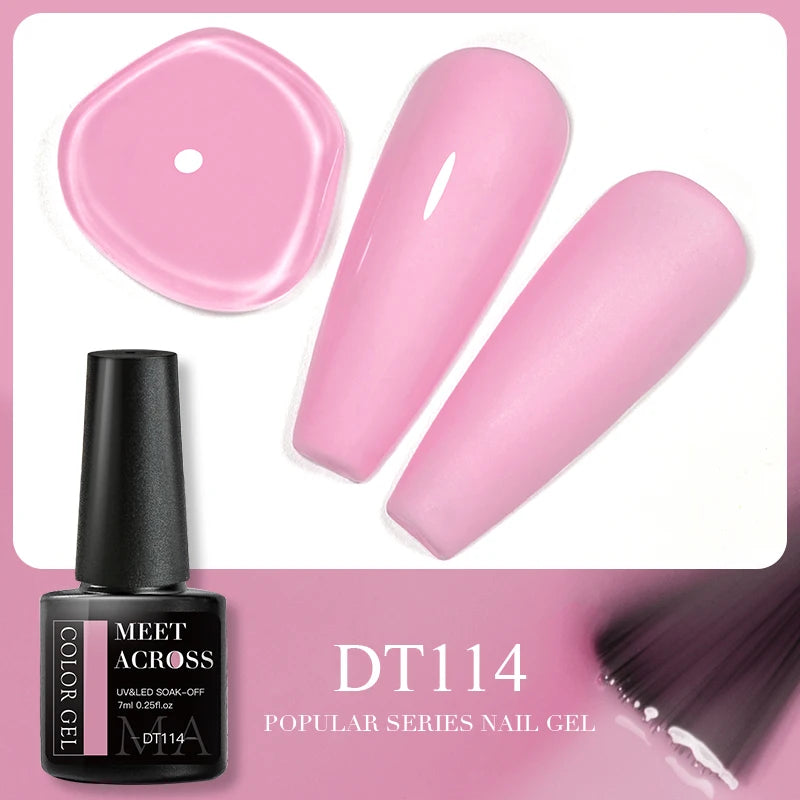 MEET ACROSS 7ml Reflective Glitter Gel Nail Polish Glitter Reflective Effect Semi Permanent UV LED Nail Art Gel Varnish Manicure