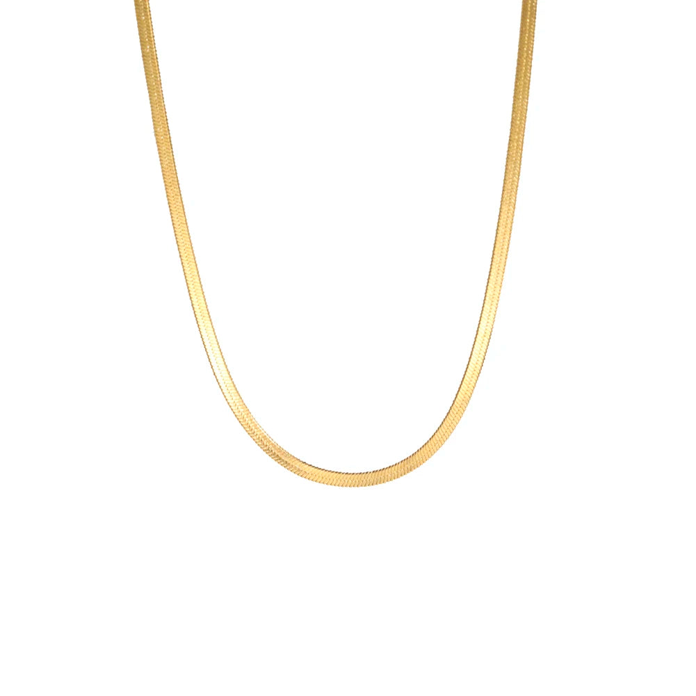 HIPEE Classic Stainless Steel Flat Snake Bone Chain Necklace Gold Waterproof Herringbone Snake Chain for Men Women Jewelry Gift