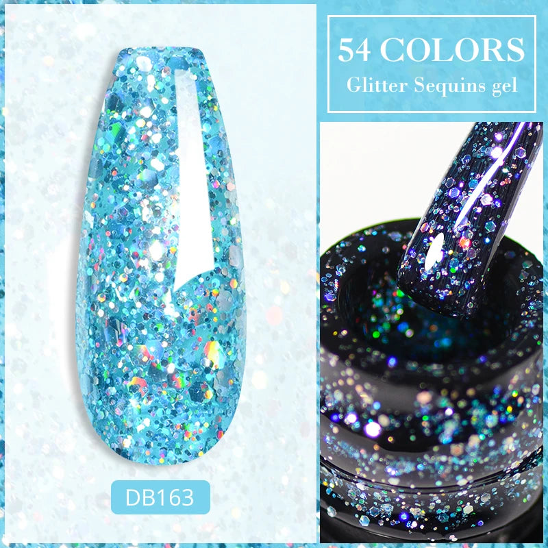 7ml Champagne Gold Sliver Reflective Nail Gel Polish Sparkling Shining Glitter Pink Red Nail Supplies Semi Permanent Gel Varnish