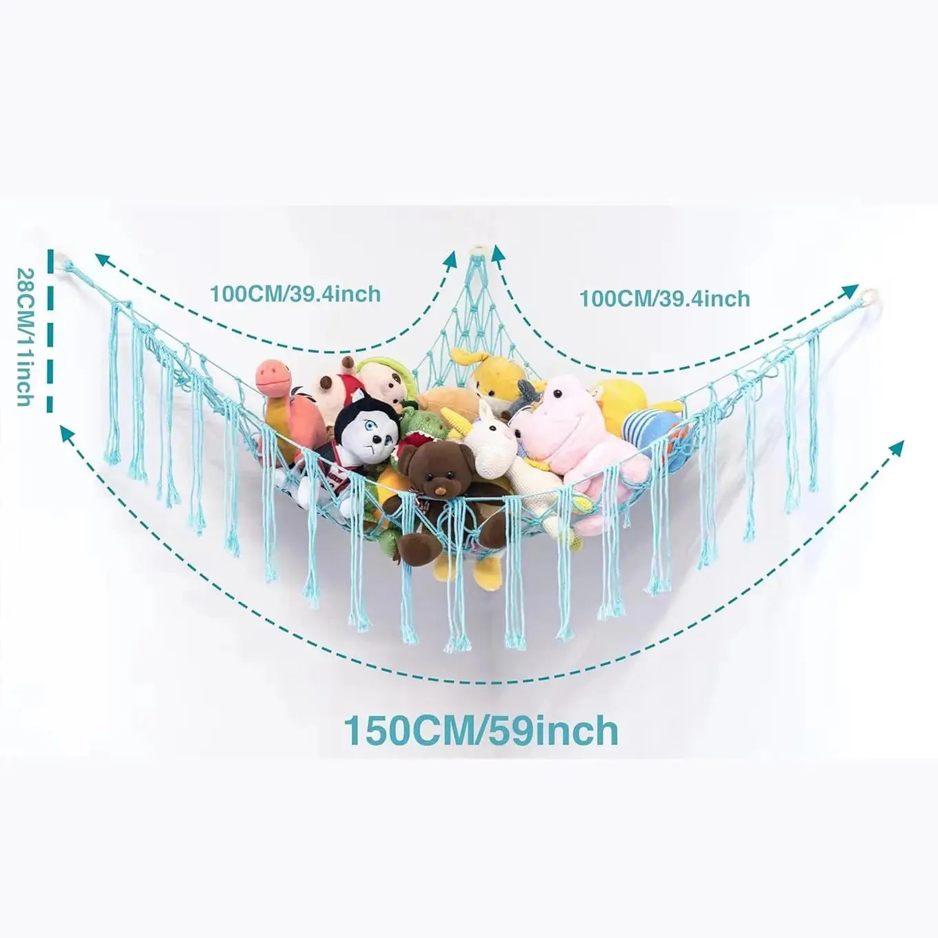 Cotton Toy Hammocks Wall Corner Hanging Storage Net Organizer Woven Kids Stuffed Mesh Hammock Baby Animal Rope Hammock Bag