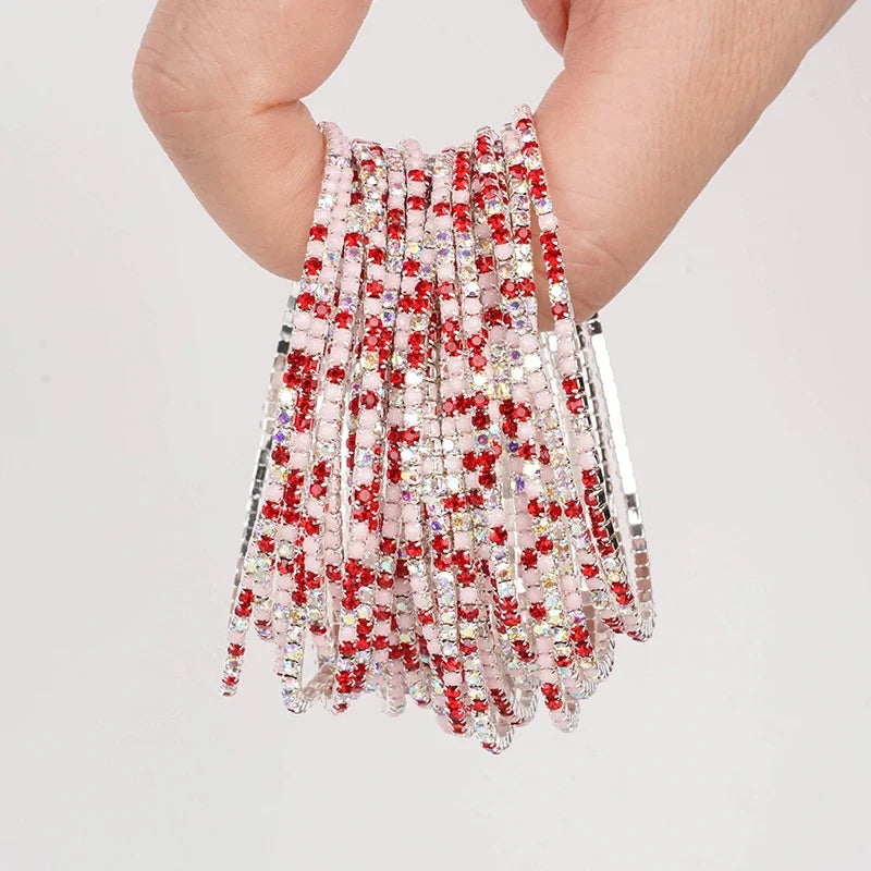 5pcs Fashion Colorful Acrylic Crystal Rhinestone Elastic Bracelet for