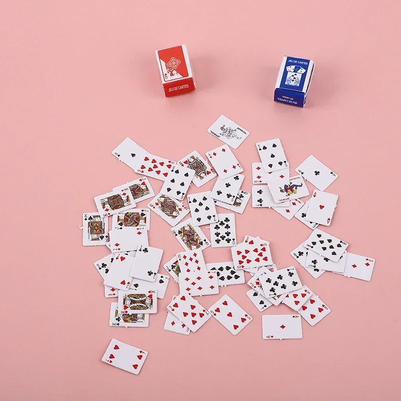 Cute Mini Game Poker Mini Portable House Playing Cards Doll Accessories Home Decoration Small Party Board Game Poker Cards Games