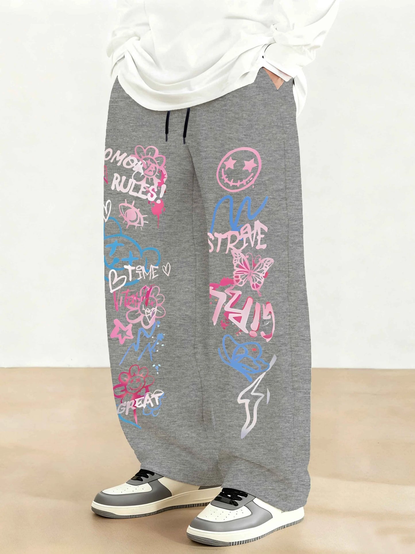 Men's Wide-Leg Casual Pants Print Design - Daily Street Style Sporty Casual Wear Men's and Women's Wide-leg Pants