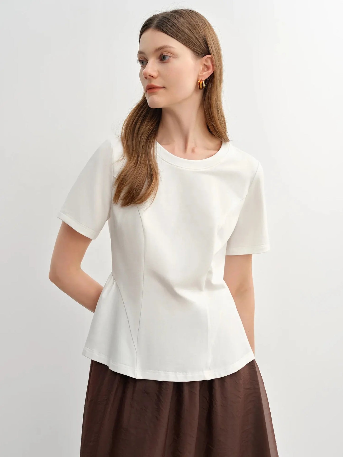 Plus Size Slimming Princess T-Shirt with Curved Hem